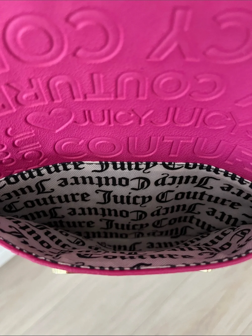 Juicy Couture Hot Pink Embossed Mini Backpack with Gold Hardware